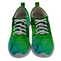 3d Leaves Texture Sheet Blue Green Women Athletic Shoes