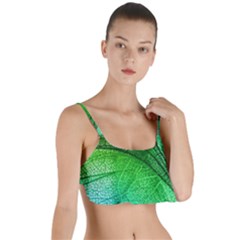 3d Leaves Texture Sheet Blue Green Layered Top Bikini Top 