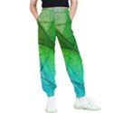 3d Leaves Texture Sheet Blue Green Kids  Joggers View1