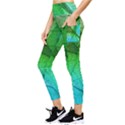 3d Leaves Texture Sheet Blue Green Pocket Leggings  View3