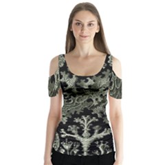 Weave Haeckel Lichenes Photobionten Butterfly Sleeve Cutout T-shirt 