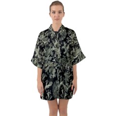 Weave Haeckel Lichenes Photobionten Half Sleeve Satin Kimono 