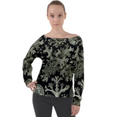 Weave Haeckel Lichenes Photobionten Off Shoulder Long Sleeve Velour Top