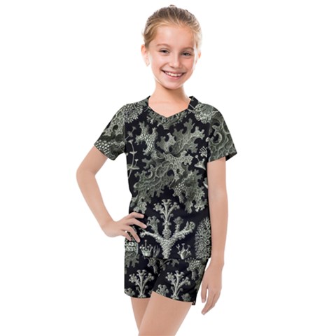 Weave Haeckel Lichenes Photobionten Kids  Mesh T-shirt And Shorts Set by Cemarart