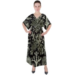 Weave Haeckel Lichenes Photobionten V-neck Boho Style Maxi Dress