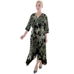 Weave Haeckel Lichenes Photobionten Quarter Sleeve Wrap Front Maxi Dress