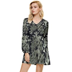 Weave Haeckel Lichenes Photobionten Tiered Long Sleeve Mini Dress