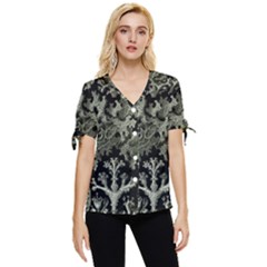 Weave Haeckel Lichenes Photobionten Bow Sleeve Button Up Top