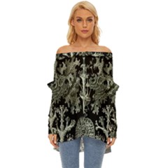 Weave Haeckel Lichenes Photobionten Off Shoulder Chiffon Pocket Shirt