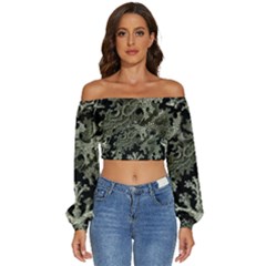 Weave Haeckel Lichenes Photobionten Long Sleeve Crinkled Weave Crop Top