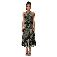 Weave Haeckel Lichenes Photobionten Sleeveless Cross Front Cocktail Midi Chiffon Dress