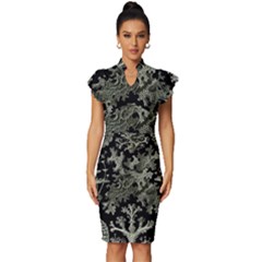 Weave Haeckel Lichenes Photobionten Vintage Frill Sleeve V-neck Bodycon Dress