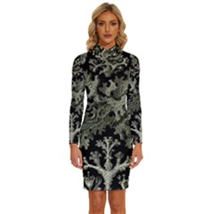 Weave Haeckel Lichenes Photobionten Long Sleeve Shirt Collar Bodycon Dress