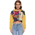 grafXthings Women With Flower Wreath Women s Lightweight Cropped Hoodie View1