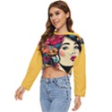 grafXthings Women With Flower Wreath Women s Lightweight Cropped Hoodie View2