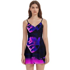 Counting Coup Ultraviolet Body Wrap Sleeveless V-neck Mini Dress by MRNStudios