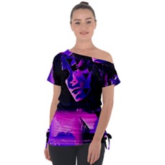 Counting Coup Ultraviolet Off Shoulder Tie-up T-shirt