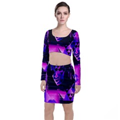 Counting Coup Ultraviolet Long Sleeve Crop Top & Bodycon Skirt Set by MRNStudios