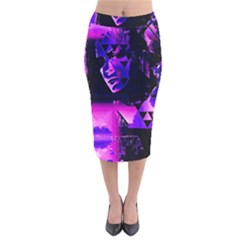 Counting Coup Ultraviolet Velvet Midi Pencil Skirt by MRNStudios