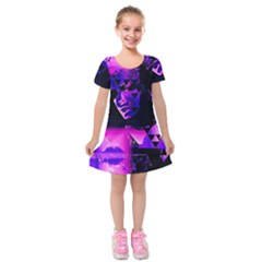 Counting Coup Ultraviolet Kids  Short Sleeve Velvet Dress