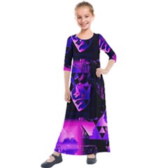 Counting Coup Ultraviolet Kids  Quarter Sleeve Maxi Dress by MRNStudios