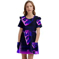 Counting Coup Ultraviolet Kids  Frilly Sleeves Pocket Dress by MRNStudios