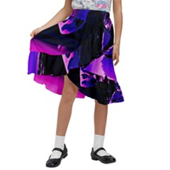 Counting Coup Ultraviolet Kids  Ruffle Flared Wrap Midi Skirt by MRNStudios