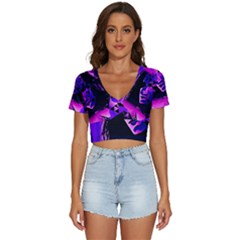 Counting Coup Ultraviolet V-neck Crop Top by MRNStudios