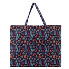 Vintage Style Christmas Decoration Pattern Motif Zipper Large Tote Bag