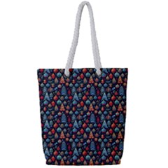 Vintage Style Christmas Decoration Pattern Motif Full Print Rope Handle Tote (small)