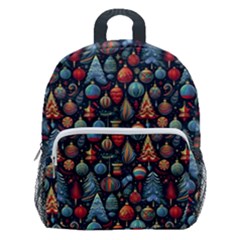 Vintage Style Christmas Decoration Pattern Motif Kids  Age 5-10 Lightweight School Backpack With Side Pockets by dflcprintsclothing