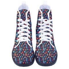 Vintage Style Christmas Decoration Pattern Motif Kid s High-top Canvas Sneakers