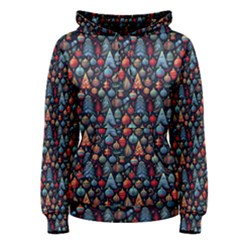 Vintage Style Christmas Decoration Pattern Motif Women s Pullover Hoodie