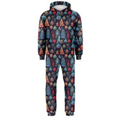 Vintage Style Christmas Decoration Pattern Motif Hooded Jumpsuit (men) by dflcprintsclothing