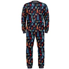 Vintage Style Christmas Decoration Pattern Motif Onepiece Jumpsuit (men)