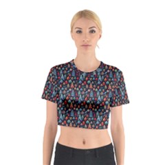 Vintage Style Christmas Decoration Pattern Motif Cotton Crop Top