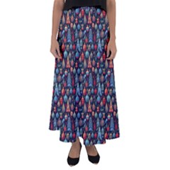 Vintage Style Christmas Decoration Pattern Motif Flared Maxi Skirt by dflcprintsclothing