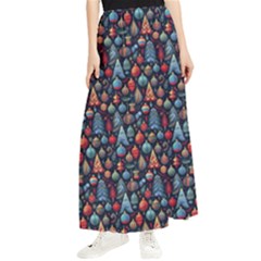 Vintage Style Christmas Decoration Pattern Motif Maxi Chiffon Skirt