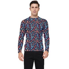 Vintage Style Christmas Decoration Pattern Motif Men s Long Sleeve Rash Guard