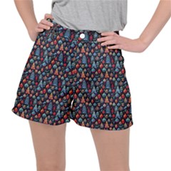 Vintage Style Christmas Decoration Pattern Motif Women s Ripstop Shorts