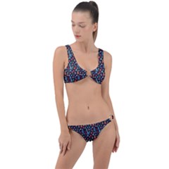 Vintage Style Christmas Decoration Pattern Motif Ring Detail Crop Bikini Set