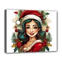 Young Woman With Santa Claus Clothes Isolated Illustration Wb Canvas 14  x 11  (Stretched) View1