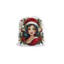 Young Woman With Santa Claus Clothes Isolated Illustration Wb Drawstring Pouch (Small) View1