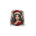 Young Woman With Santa Claus Clothes Isolated Illustration Wb Drawstring Pouch (Small) View2