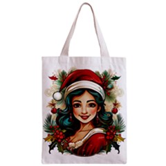 Young Woman With Santa Claus Clothes Isolated Illustration Wb Zipper Classic Tote Bag