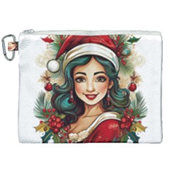 Young Woman With Santa Claus Clothes Isolated Illustration Wb Canvas Cosmetic Bag (xxl)