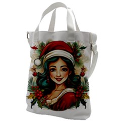 Young Woman With Santa Claus Clothes Isolated Illustration Wb Canvas Messenger Bag by dflcprintsclothing