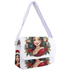 Young Woman With Santa Claus Clothes Isolated Illustration Wb Courier Bag