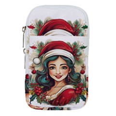 Young Woman With Santa Claus Clothes Isolated Illustration Wb Waist Pouch (small)