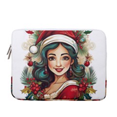 Young Woman With Santa Claus Clothes Isolated Illustration Wb 13  Vertical Laptop Sleeve Case With Pocket by dflcprintsclothing